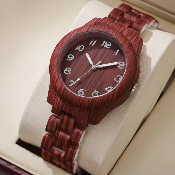 Montre à Quartz Motif en Bois pour Femme